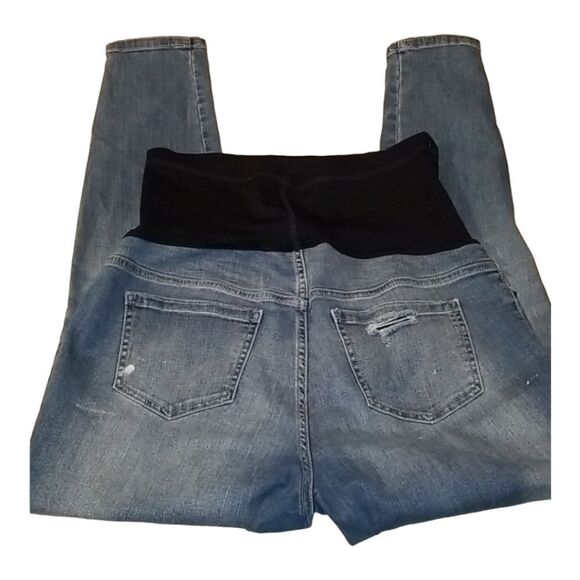 Liz Lange Maternity Jeans With Panel Distressed Size Medium - Picture 2 of 6